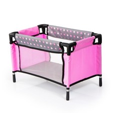 Puppen Reisebett grau rosa   Des. 66