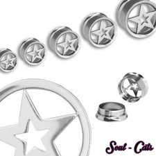 8-10-12-14-16-18-20 mm Tunnel  Stern Flesh Tube double flared Edelstahl silber