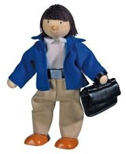 Goki 51725 - Biegepuppe Mann Vater Bauernhof für Puppenhaus Holz