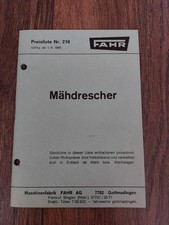 Original Preisliste Fahr