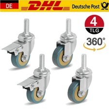 4x Rollen mit Gewindestift Transportrollen Laufrollen Möbelrollen Lenkrollen Set