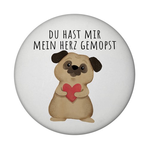 Mops mit herz magnet rund - mit,
