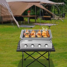 Edelstahl-Brenner Gasgrill Gasbräter 4-flammig LPG Gastro BBQ Tischgrill NEU DHL