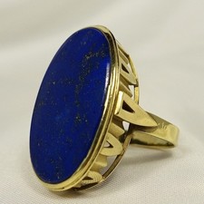 Großer 585 Gold Ring mit Lapislazuli Ring 585 Gold Goldring / CU 319(26)