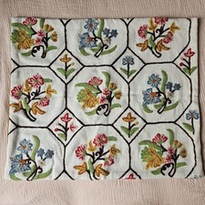 Kissenhülle für Dekokissen Crewel Stickerei Blumen Vintage Handarbeit 