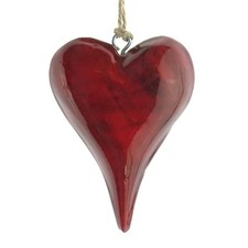 Weihnachtsanhänger Massivo Herz Rot & Natur 10 cm - Holz