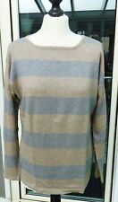 Damen Pullover von Yorn Langarm klassischer Schnitt Taubenblau Greige Gr. 38