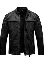Herren Echtleder Jacke Biker Zipper Lederjacke 9134