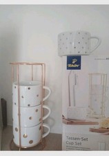 4 Kaffeetassen Set m Halterung