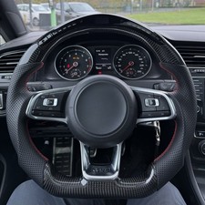 Carbon Fiber Flach Sport LED Lenkrad For VW Golf MK7 MK7,5 R R-Line GTI 13-20