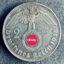2 Reichsmark 1938 E Drittes Reich Hindenburg 8 g .625 Silber KM#93 K221125G