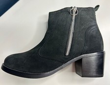 TOPSHOP Damen-Stiefeletten Apollo schwarz Nubukleder mit Absatz UK-Größe 4 neu ohne Karton