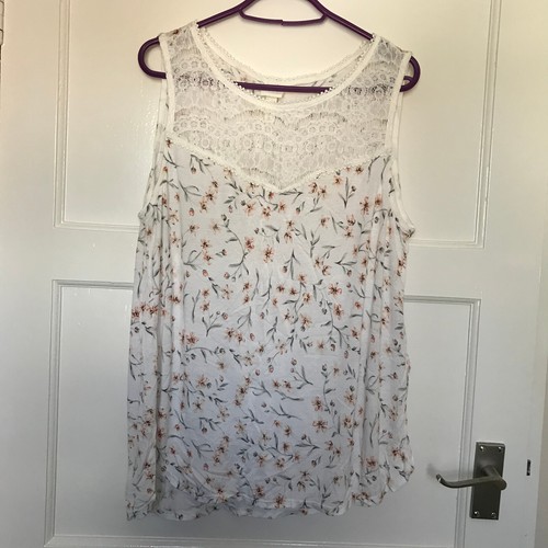 Tanktop weiß blumen uk m - blumen,