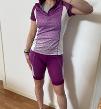 SET Fahrrad Kleidung Hose Top lila rosa Top eng stretch sexy S 36 Damen