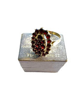 Trachtenschmuck Ring mit Granat 900 Silber vergoldet Meisterpunze