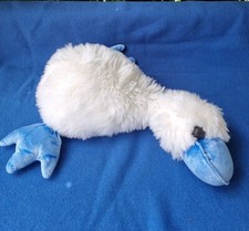 Förster Kuscheltier Gans Plüschgans 46 cm lang weiß/blau sehr weich+ leicht