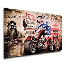 Wandbild Leinwandbild Motorrad Harley Davidson Historic Route 66 Kunstdruck Deko