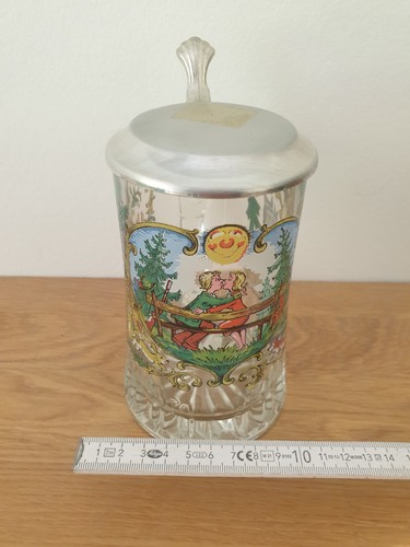 Bierkrug mit zinndeckel jäger - bierkrug,