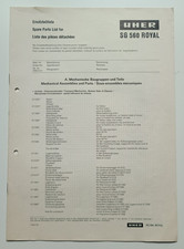 Uher SG 560 Royal Tonbandmaschine Ersatzteilliste