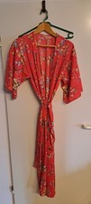 Gebraucht Damen Morgenmantel Bademantel Rot mit Blumen Gr. 40