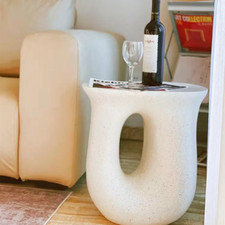 Beistelltisch modern Couchtisch Stein Travertin Nachttisch beige auch outdoor