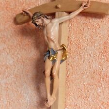 Kruzifix Jesus Holzkreuz bemalt Christus handgeschnitzt 36cm x 19cm Südtirol
