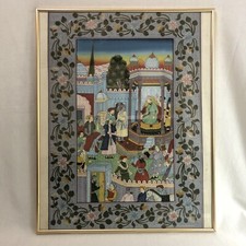 Schöne Malerei Orientalisches Motiv "Besuch beim Maharadscha" mit Blumenbordüre