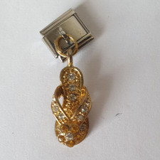 Italian Charms 9-mm-Edelstahl-Modul Dangle Flip-Flop mit Strasssteinen