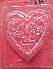 Gips Gieß Bild Silikonform Herz fein ziseliert Geschenk Vorlage Bastler Vintage