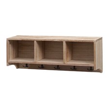 B-Ware Wandregal MCW-K49, Garderobe, 3 Staufächer 5 Haken 30x80x20cm naturfarben