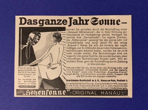 Hanauer höhensonne werbung - hanauer, höhensonne,