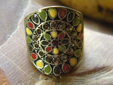 Ring Schmuck Ring 18 mm  Hochzeit Trachten Kunst Modeschmuck Stein ? Emaille ?