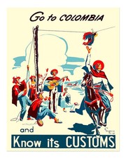 Vintage Kolumbien Reiseplakat