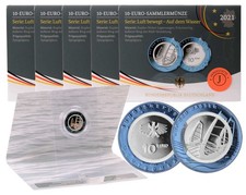5 x 10 Euro Gedenkmünze Deutschland 2021 PP - Auf dem Wasser - A D F G J