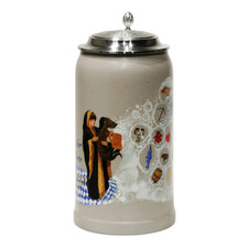 offizieller Oktoberfest Krug 2025 - Wirtekrug mit Zindeckel - echt Salzglasiert