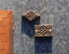 2x Messingornament Zierornament Messing Buchbinder Prägestempel Ornament Leder.+