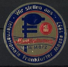 Reklamemarke Frankfurt, Musikinstrumente - Ausstellung, Internationale Messe 19 