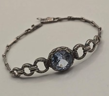 Jugendstil Blautopas Armband aus 935er Silber  16,5 cm - 8,7 Gramm