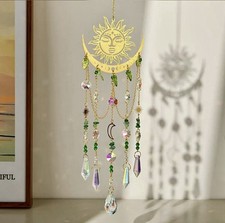 Sonnenfänger suncatcher Kristall Prismen Glas SonneMond Windspiel Deko grün gold
