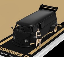 VW Volkswagen T1 Bus - Widebody + Figur  - black / gold - Time Micro 1:64