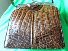 mittelbraune Krokotasche für Damen halbmattes echtes Krokodilleder