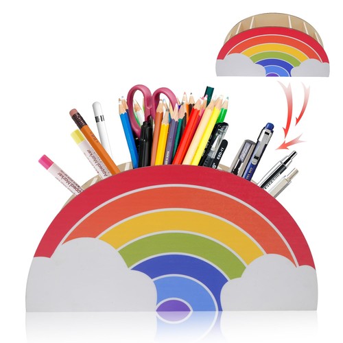 Regenbogen stiftehalter holz - regenbogen,