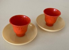 ❤️ OSTALGIE 2er Set Eierbecher Kunststoff je 2-tlg orange-gelb DDR-Produkt