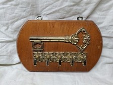 Schlüsselbrett Holz 1970er Antik Original Dekoration Flur Schlüssel Hacken Brett