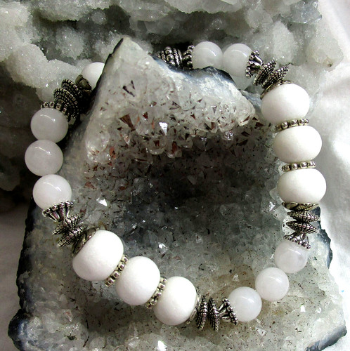Jade weiss edelstein armband - weiss,