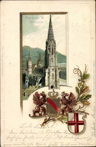 Präge wappen litho freiburg - präge,