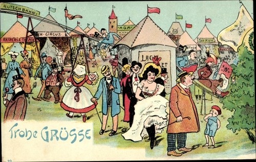 Litho frohen gruß jahrmarkt - litho,