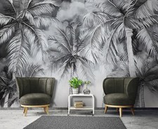 Fototapete Palmen Schwarz Weiß Natur Wohnzimmer VLIES TAPETE XXL + KLEISTER 234