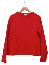 OPUS Damen Langarmshirt Rot Gr. 38/M Strukturmuster Casual Oberteil