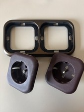 Doppelsteckdose Busch Jaeger bronze mahagonibraun Jäger Steckdose mit Innenleben